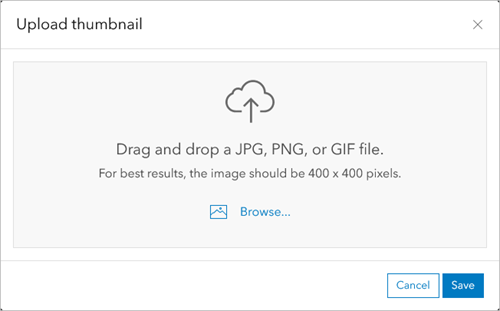 Upload thumbnail dialog box